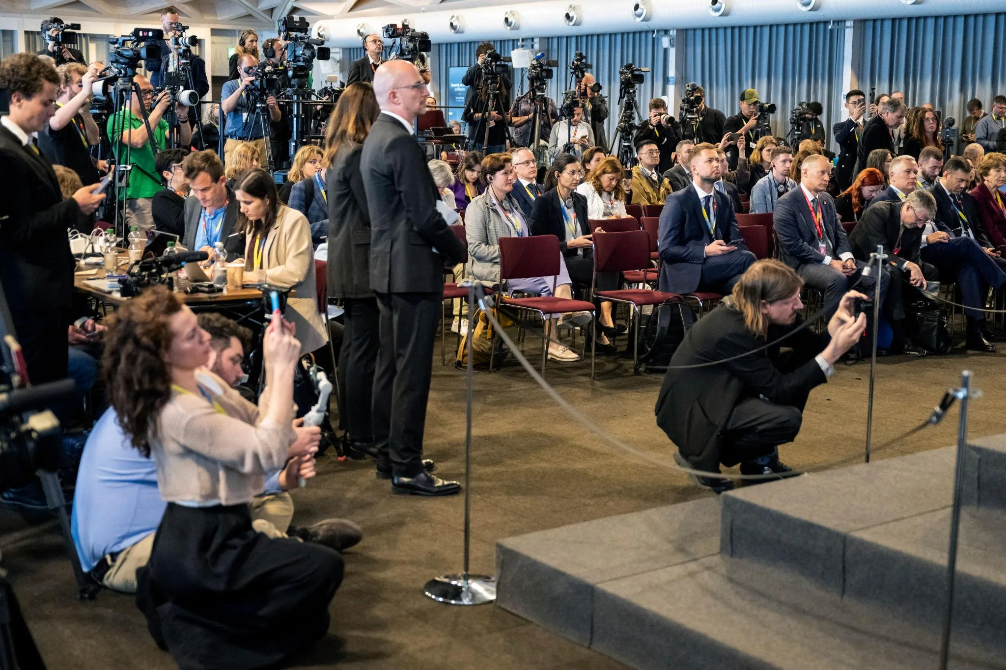 Photographers and press covering an international event